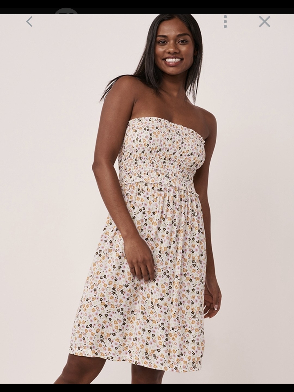 La Vie En Rose Smocked Strapless Floral Dress